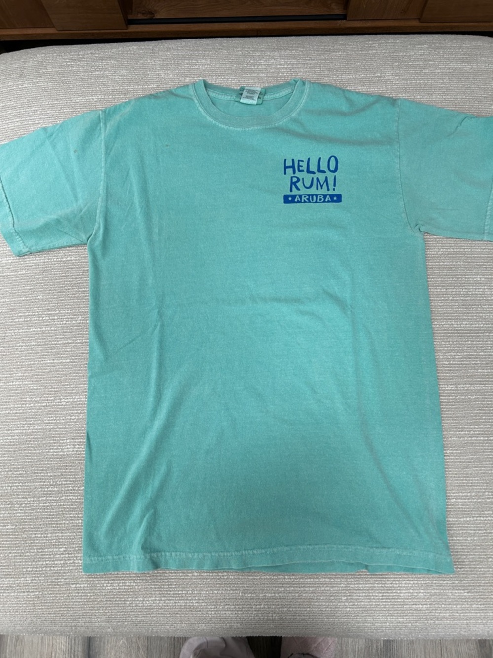 Comfort Colors Teal 'Hello Rum! Aruba' Short Sleeve Tee